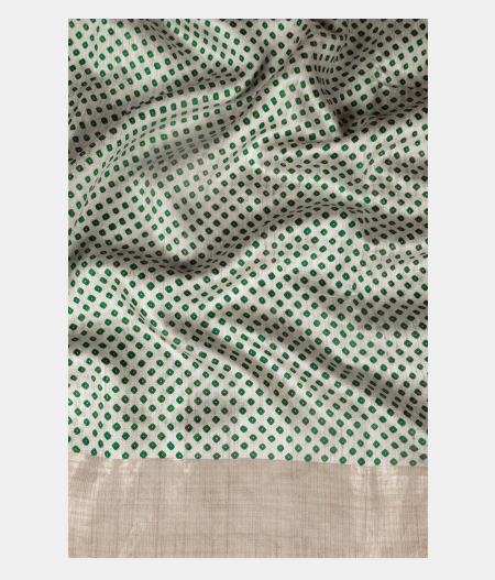 Off-White Tussar Printed Saree T2504862