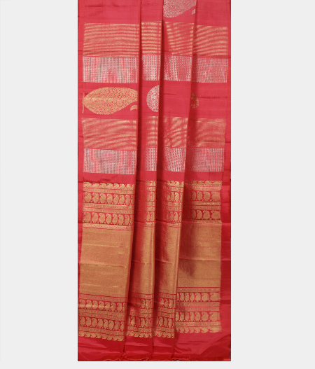 Pinkish Red Handwoven Kanjivaram Silk Saree T2052722