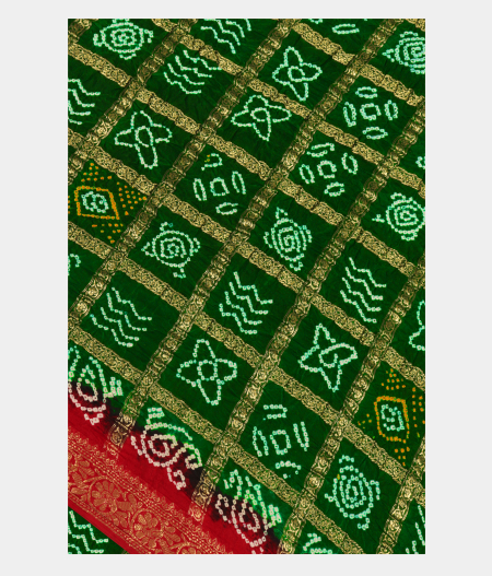 Green Bandhani Gajji Silk Saree T250272-image