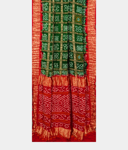 Green Bandhani Gajji Silk Saree T2502722