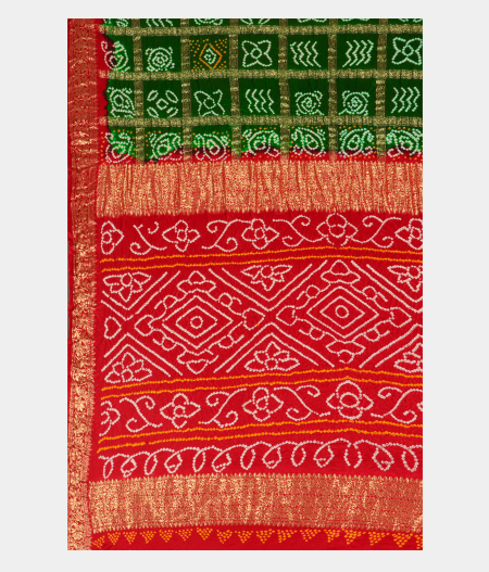 Green Bandhani Gajji Silk Saree T2502724