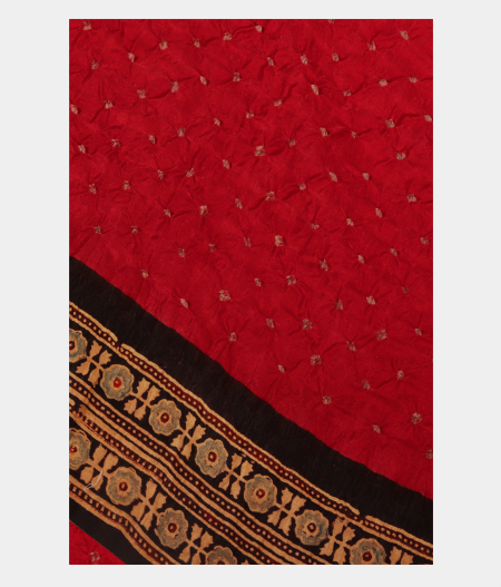 Red Bandhani Gajji Silk Saree T250282-image