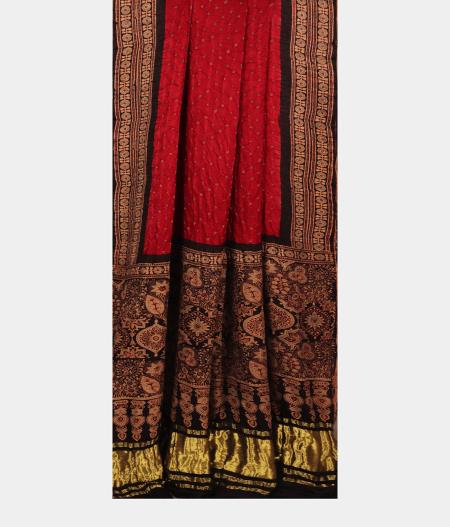 Red Bandhani Gajji Silk Saree T2502822