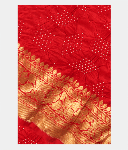 Red Bandhani Gajji Silk Saree T250314-image