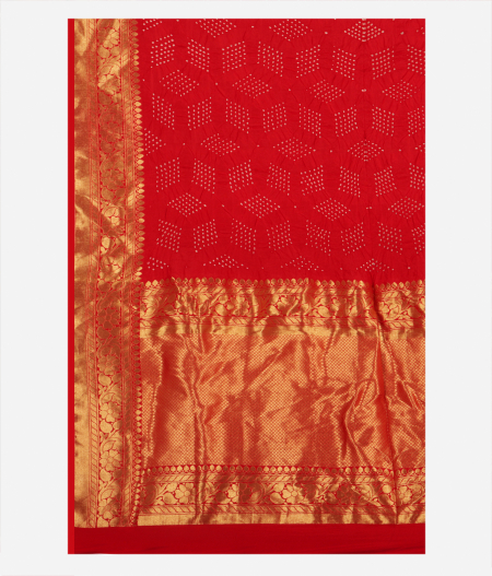 Red Bandhani Gajji Silk Saree T2503144