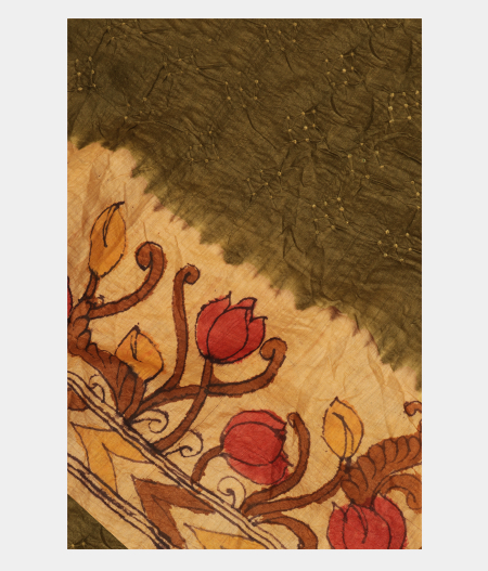 Green Bandhani Tussar Saree T245736-image