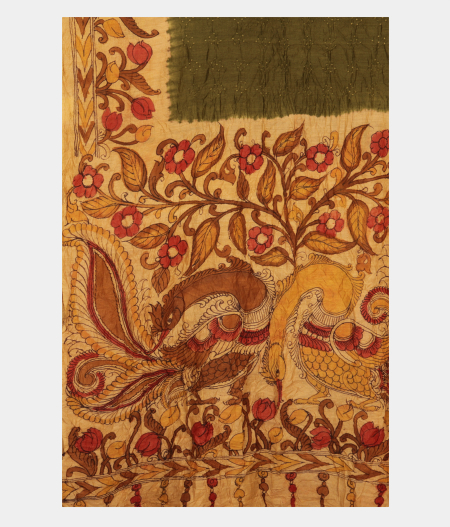 Green Bandhani Tussar Saree T2457364