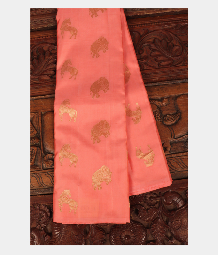 Peach Handwoven Kanjivaram Silk Saree T250702-image