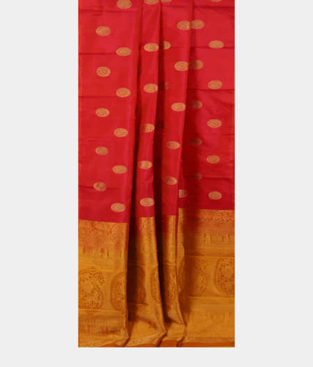 Pinkish Orange Handwoven Kanjivaram Silk Saree T2432192