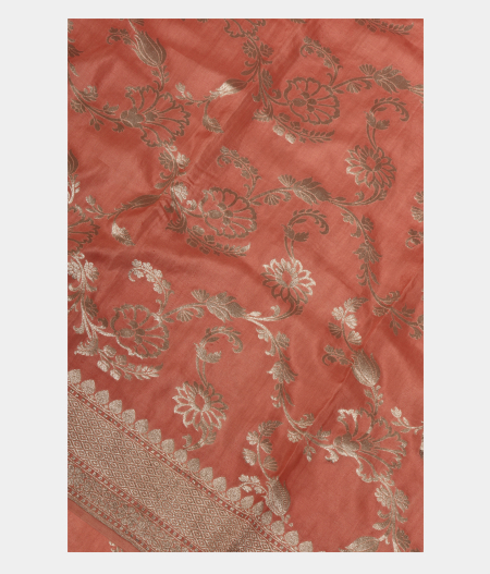 Peach Banaras Silk Saree T251106-image