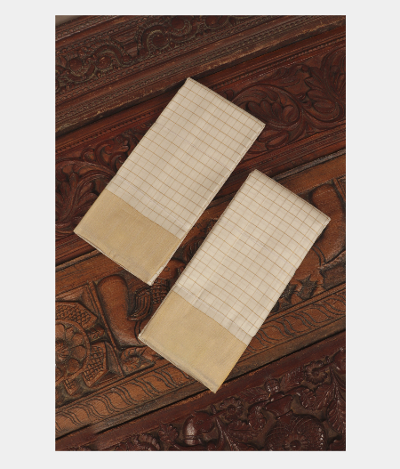 White Handwoven Kanjivaram Silk Dhoti and Vastharam T249254-image