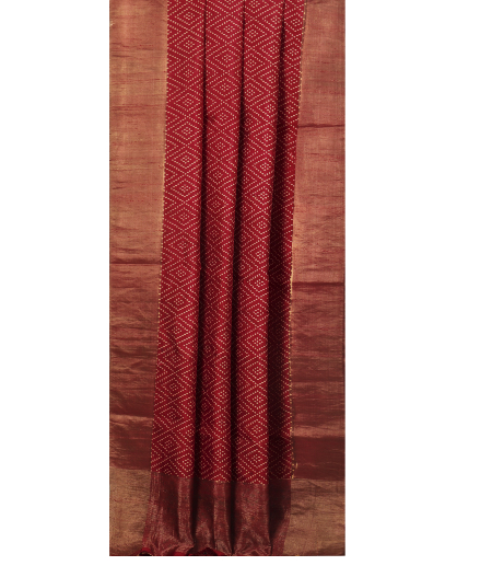 Maroon Printed Raw Silk Saree T2491852