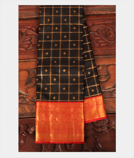 Black Handwoven Kanjivaram Silk Saree T250046-image