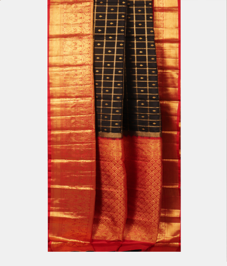Black Handwoven Kanjivaram Silk Saree T2500462