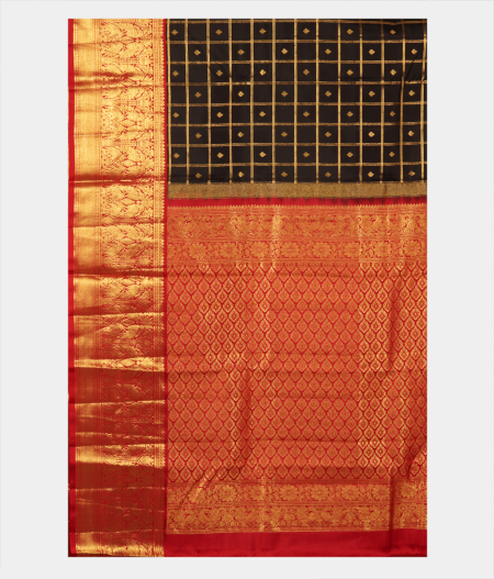 Black Handwoven Kanjivaram Silk Saree T2500464