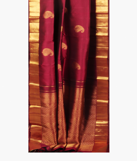Burgundy Handwoven Kanjivaram Silk Saree T2440772