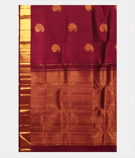 Burgundy Handwoven Kanjivaram Silk Saree T2440774