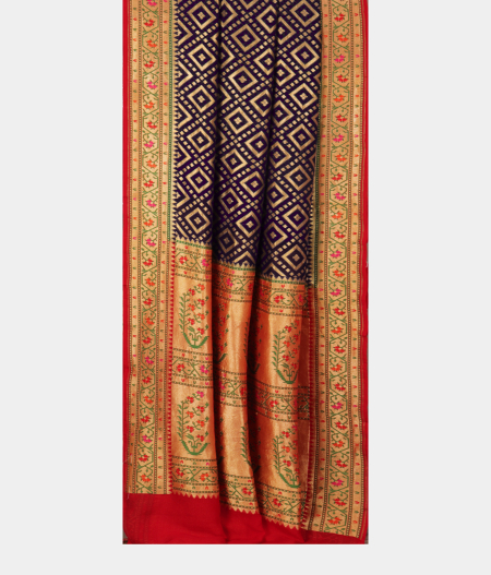 Navy Blue Banaras Georgette Silk Saree with Paithani Border T2525862