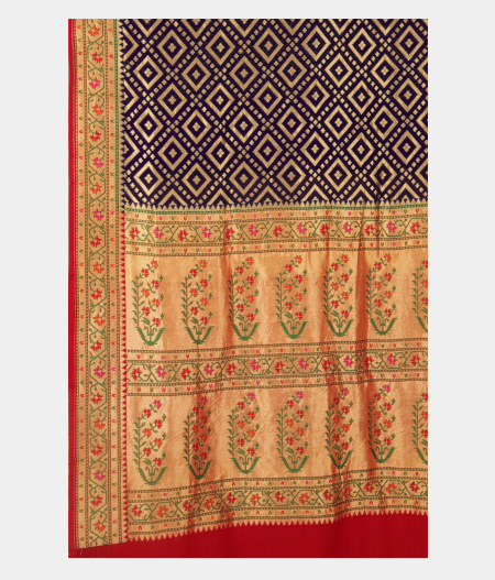 Navy Blue Banaras Georgette Silk Saree with Paithani Border T2525864