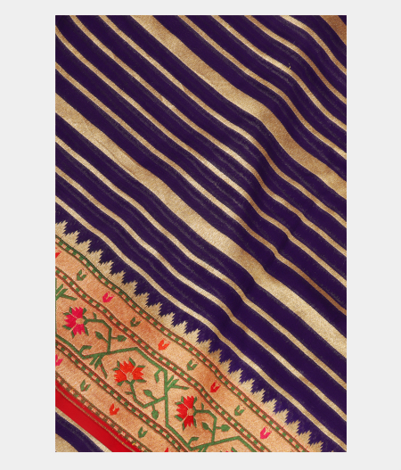 Blue Banaras Georgette Silk Saree with Paithani Border T252583-image