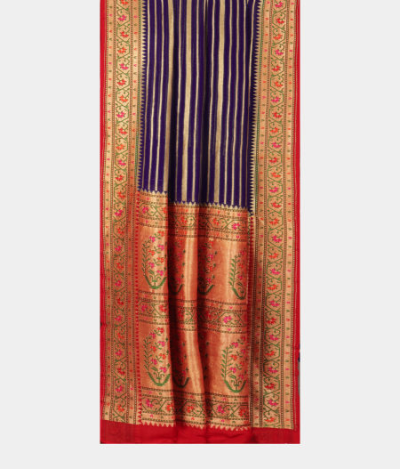 Blue Banaras Georgette Silk Saree with Paithani Border T2525832