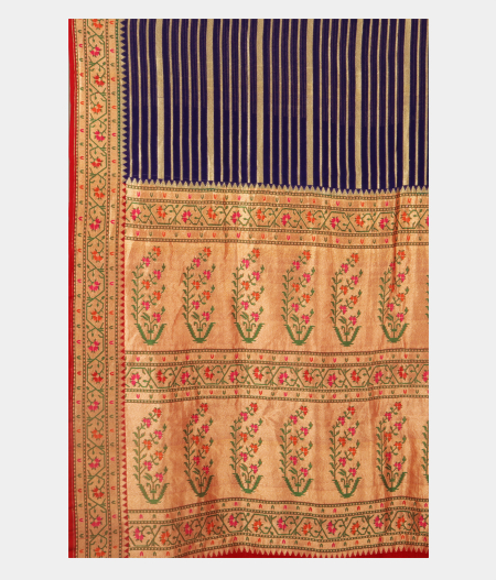 Blue Banaras Georgette Silk Saree with Paithani Border T2525834