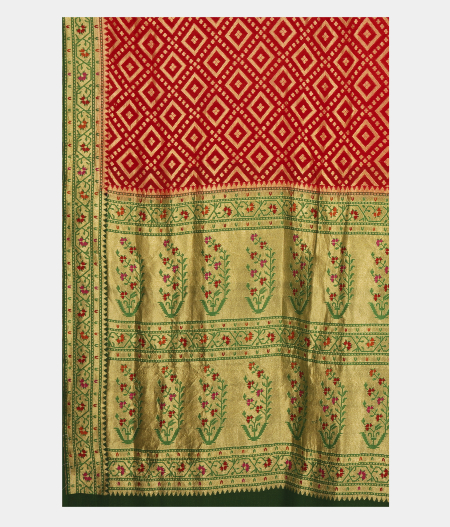Red Banaras Georgette Silk Saree with Paithani Border T2525804