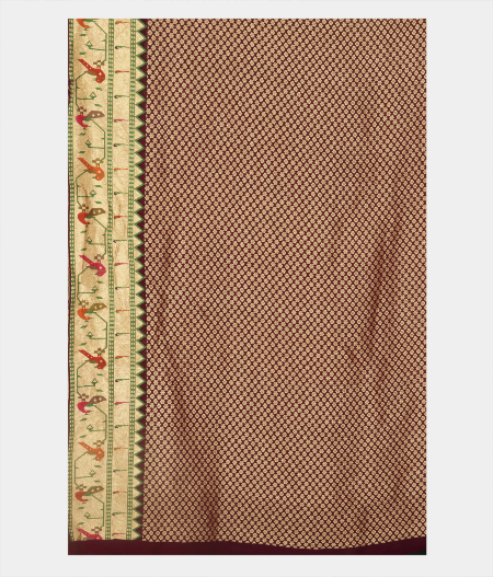 Bottle Green Banaras Georgette Silk Saree with Paithani Border T2525913