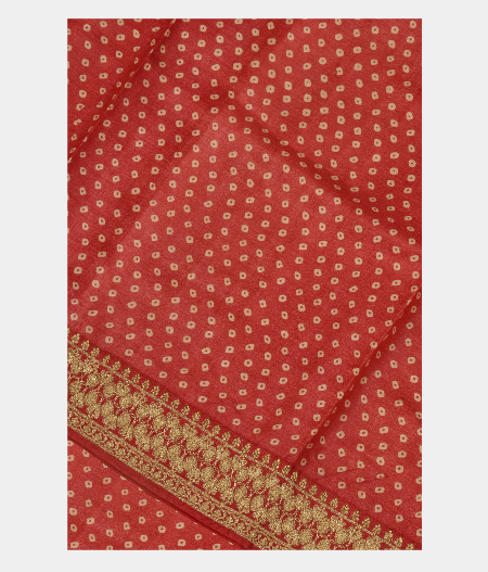 Red Tussar Embroidery Saree T251506-image