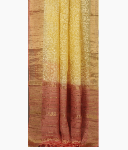 Yellow Silk Kota Embroidery Saree T2518582