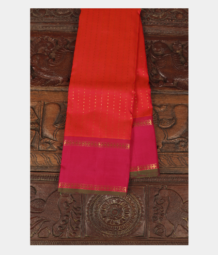 Pinkish Orange Handwoven Kanjivaram Silk Saree T251652-image