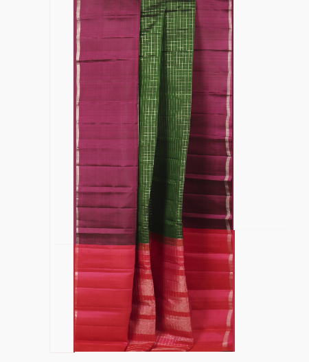 Bottle Green  Handwoven Kanjivaram Silk Saree T2527152