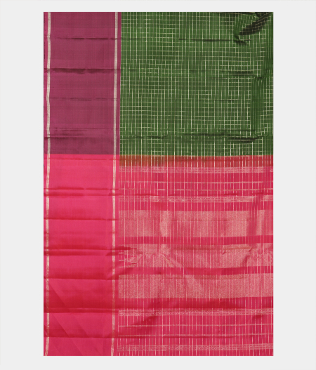 Bottle Green  Handwoven Kanjivaram Silk Saree T2527154