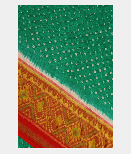 Aqua Green Bandhani Patola Silk Saree T251816-image