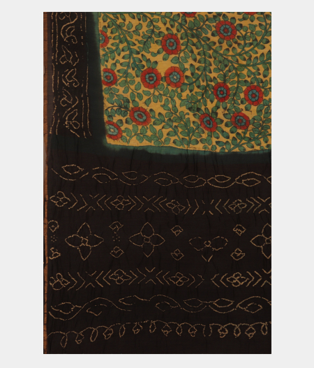 Beige Bandhani Tussar Saree T2518314