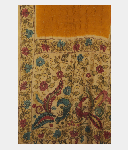 Yellow Bandhani Tussar Saree T2457344