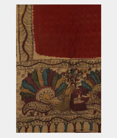 Red Bandhani Tussar Saree T2457434