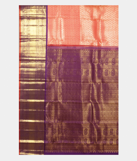 Peach Handwoven Kanjivaram Silk Saree T2058834