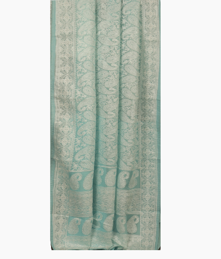 Light Blue Kora Organza Embroidery Saree T2527712