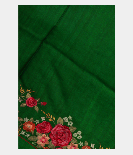 Green Tussar Embroidery Saree T251515-image