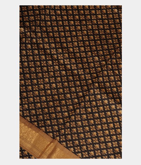 Black Soft Tussar Printed Saree T252658-image