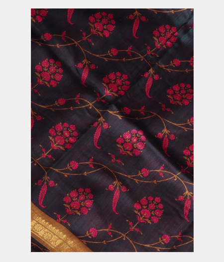 Blue Soft Tussar Printed Saree T252689-image