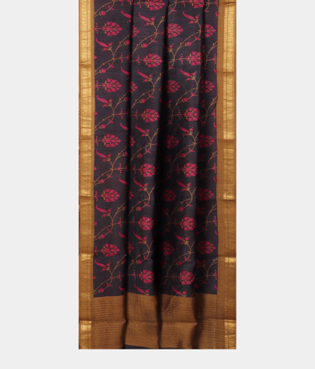 Blue Soft Tussar Printed Saree T2526892