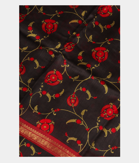 Black Soft Tussar Printed Saree T252694-image