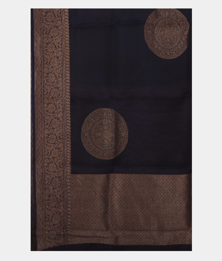 Dark Blue Banaras Organza SareeT2069224