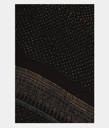 Black Bandhani Ajrakh Saree T251799-image