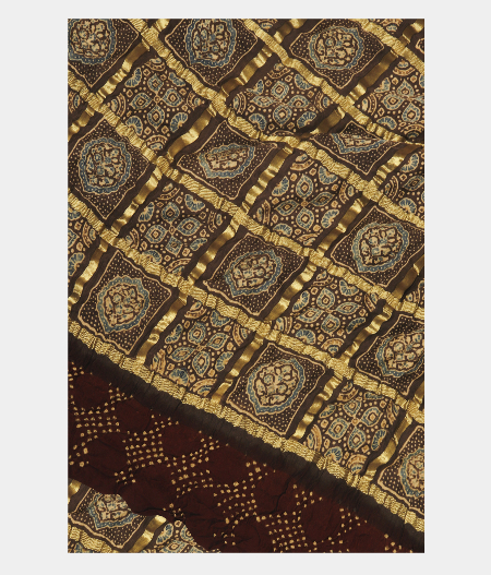 Brown Bandhani Gajji Silk Saree T251808-image