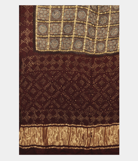 Brown Bandhani Gajji Silk Saree T2518084