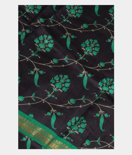 Blue Soft Tussar Printed Saree T252687-image