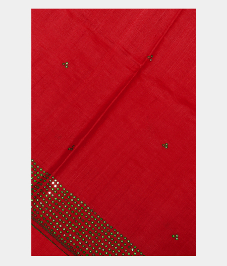 Red Tussar Embroidery Saree T251498-image